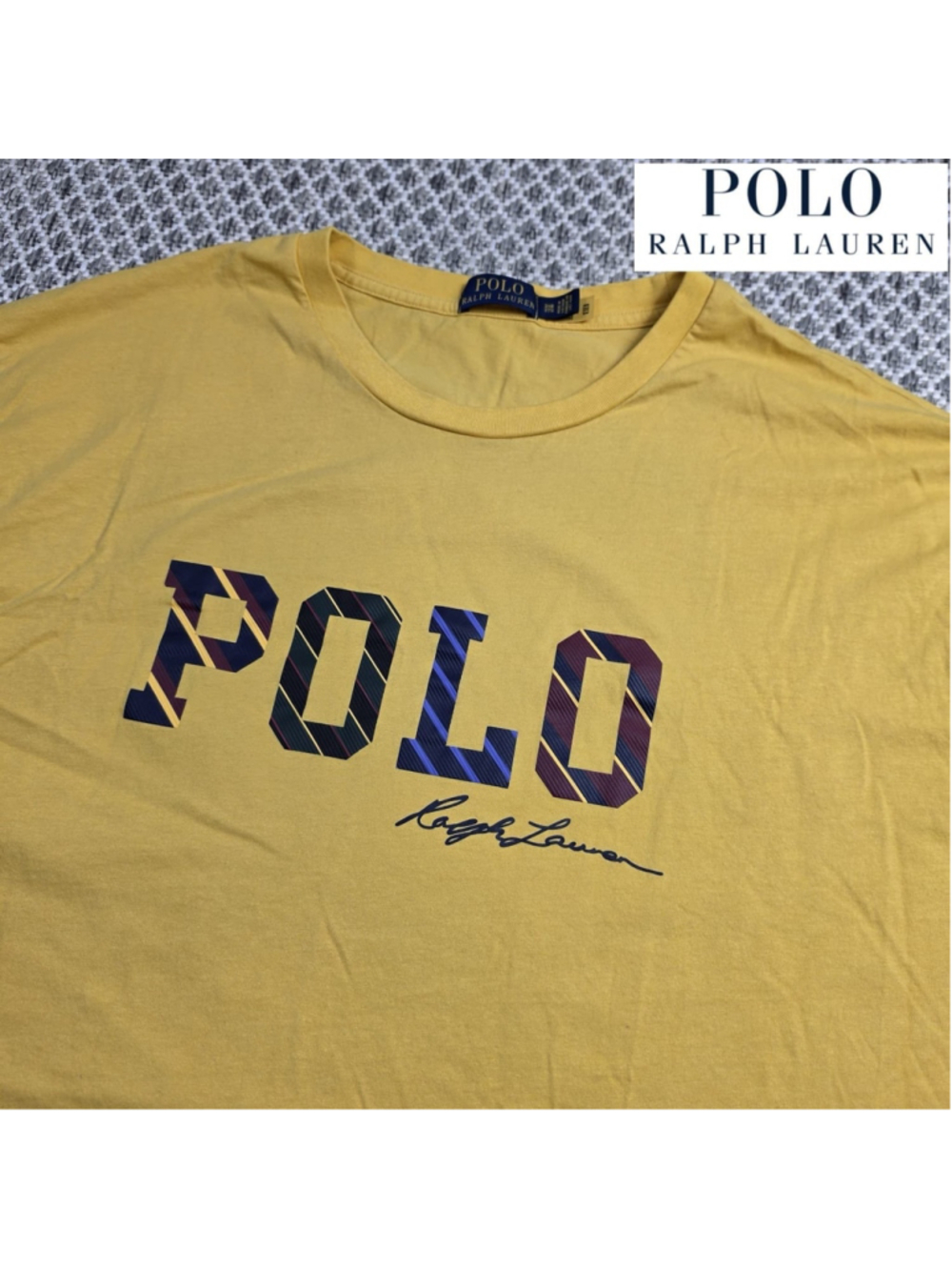Polo Ralph Lauren Mens 3XB Yellow Graphic T Shirt Big & Tall Striped Logo
